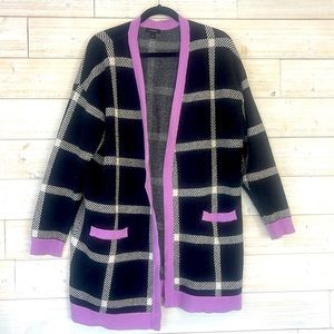 Halogen black and purple Open Cardigan Sweater - size Large